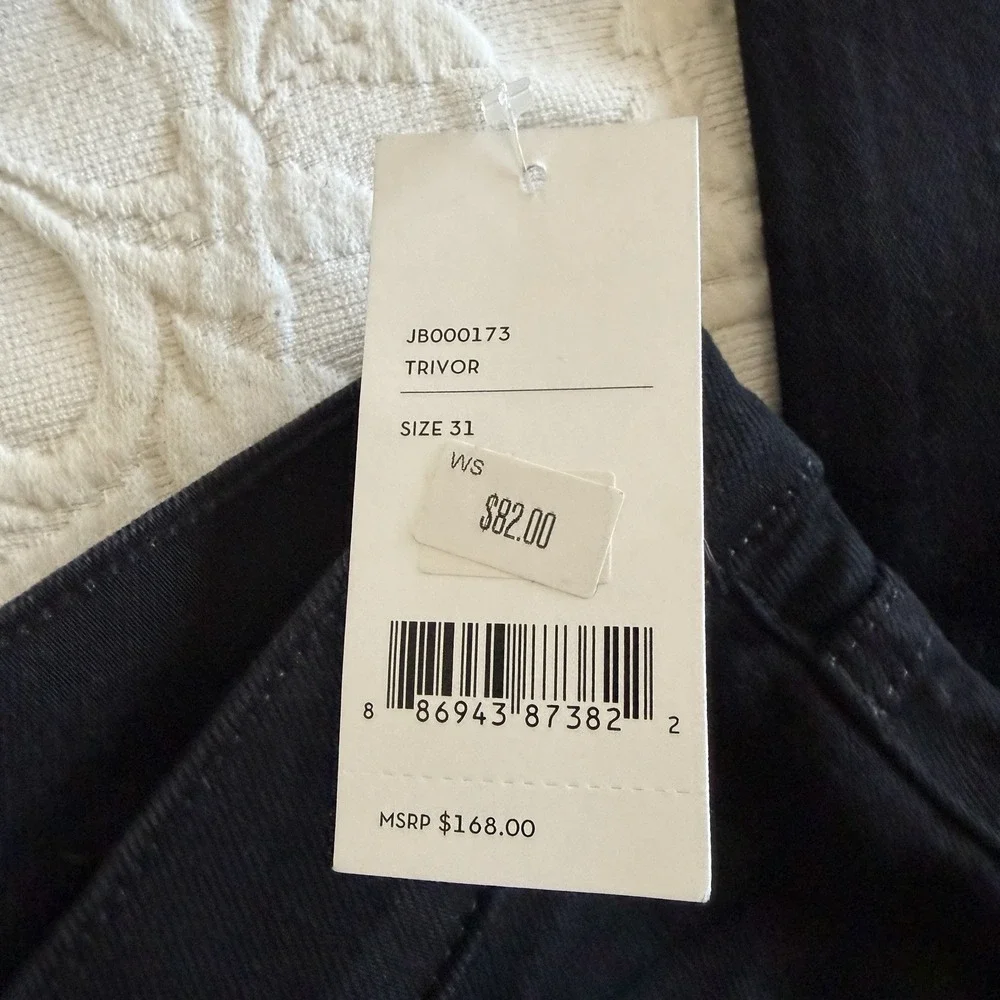 J Brand Trivor Slim Fit Jeans Men 31 x 32.5 Inseam Black Pants NWT New